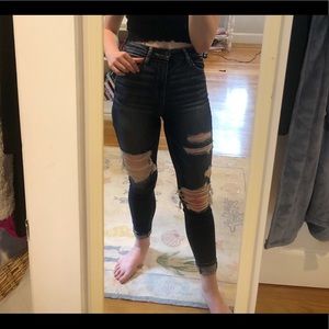 american eagle dark wash ripped jeans